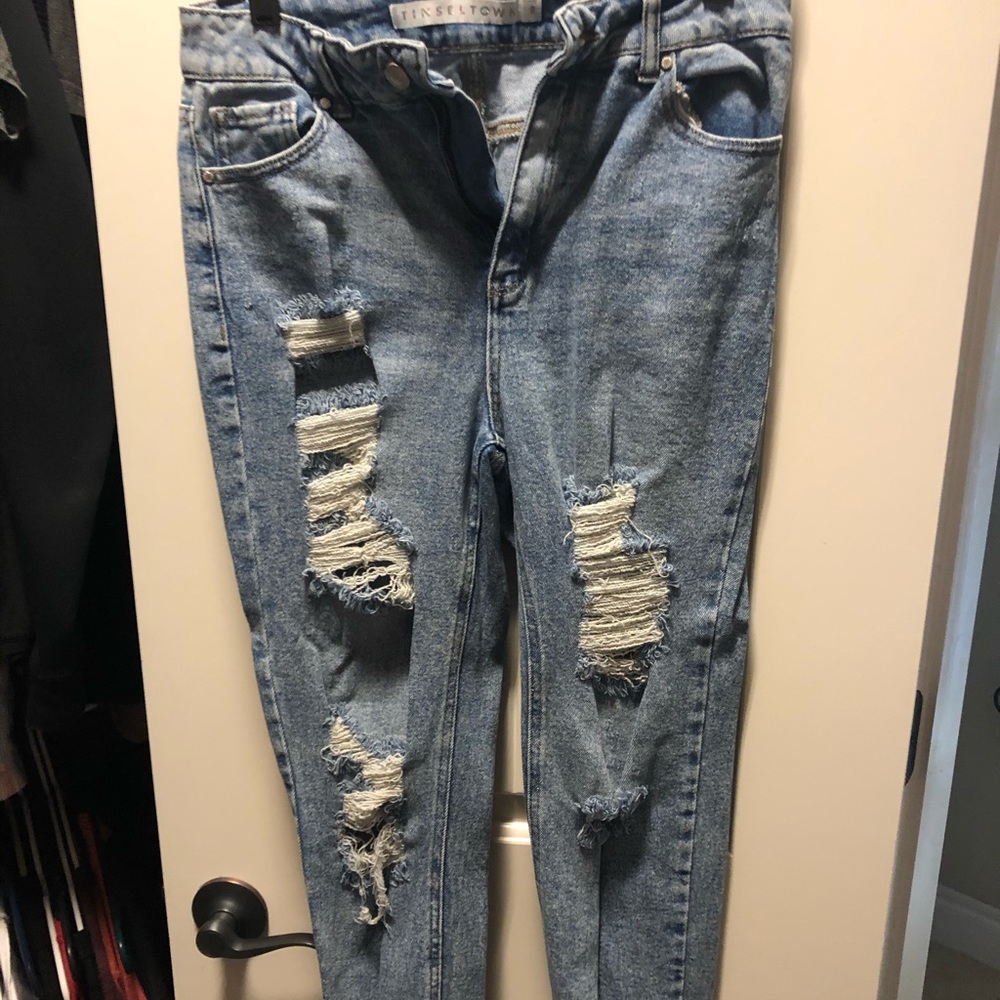 High waist denim acid washed jeans